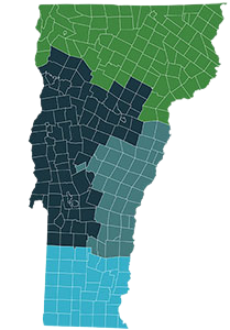 vermont map showing different regions 