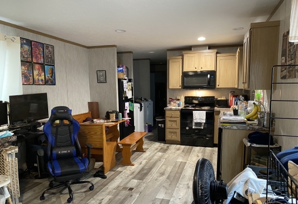 Family room and kitchen in Kendra's home